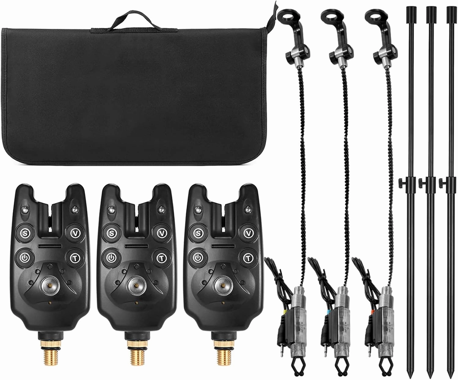 Fish bite Alarm, Fishing Bite Alarms Fishing Banksticks s Set with Padded Fishing Tool Bag