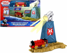 Fisher-Price Thomas & Friends Trackmaster Engine Powered Destination Train Set - Sodor Search & Rescue Searchlight with Victor Engine & Light-Up Spotlight