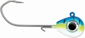 Fishing Lure Jig 1/2 oz - Blue Fire UV - Pack of 4 Jig Heads Baits Spinner Soft Plastics Freshwaters Hook Technique Gear Tackle Depth Bladed Jigs Saltwater Accessories