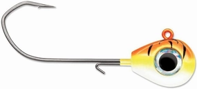 Fishing Lure Jig 1/8 oz - Orange Fire UV - Pack of 4 Jig Heads Baits Spinner Soft Plastics Freshwaters Hook Technique Gear Tackle Depth Bladed Jigs Saltwater Accessories