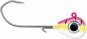 Fishing Lure Jig 1/8 oz - Pink Fire UV - Pack of 4 Jig Heads Baits Spinner Soft Plastics Freshwaters Hook Technique Gear Tackle Depth Bladed Jigs Saltwater Accessories