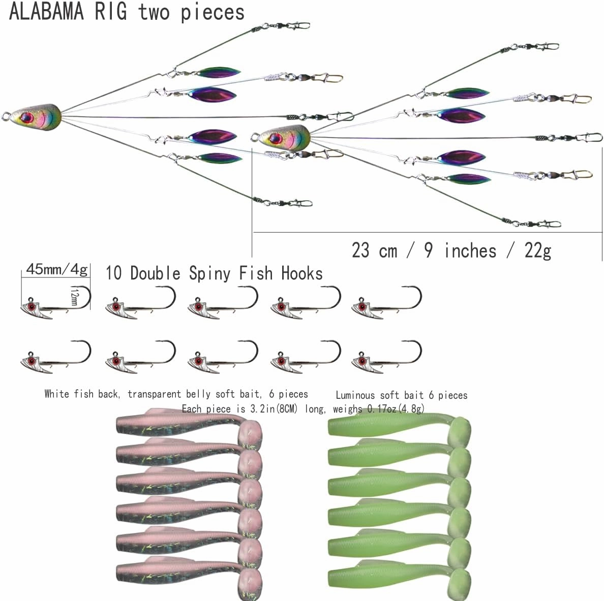 Fishing Rig Kit, 3-amr or 5-amr Alabama Rigs