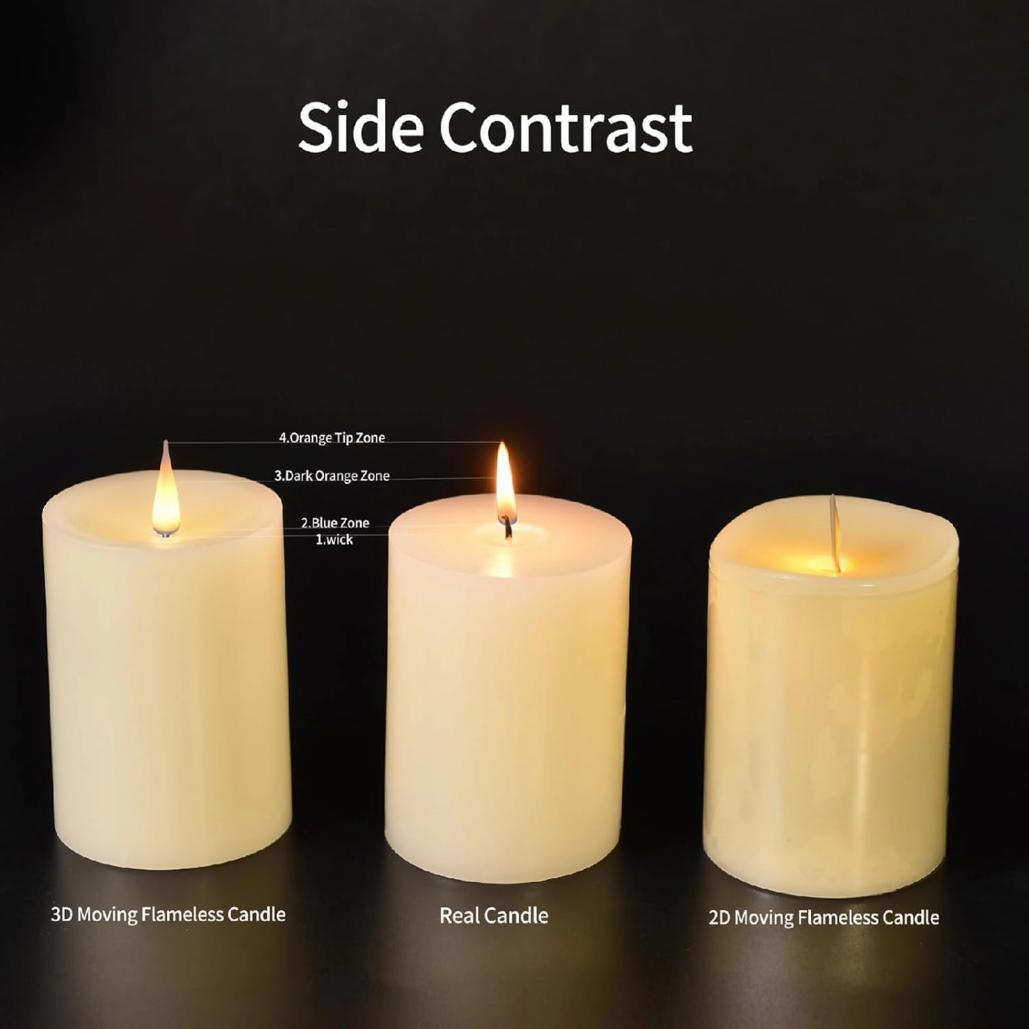 Flameless Pillar Candles Flickering with Remote Timer, Battery Operated LED Candles Up to 400 Hours, 3D Moving Flame Real Wax Candles, Set of 3, D3 x H4, 5", 6",Remote Included(Ivory)