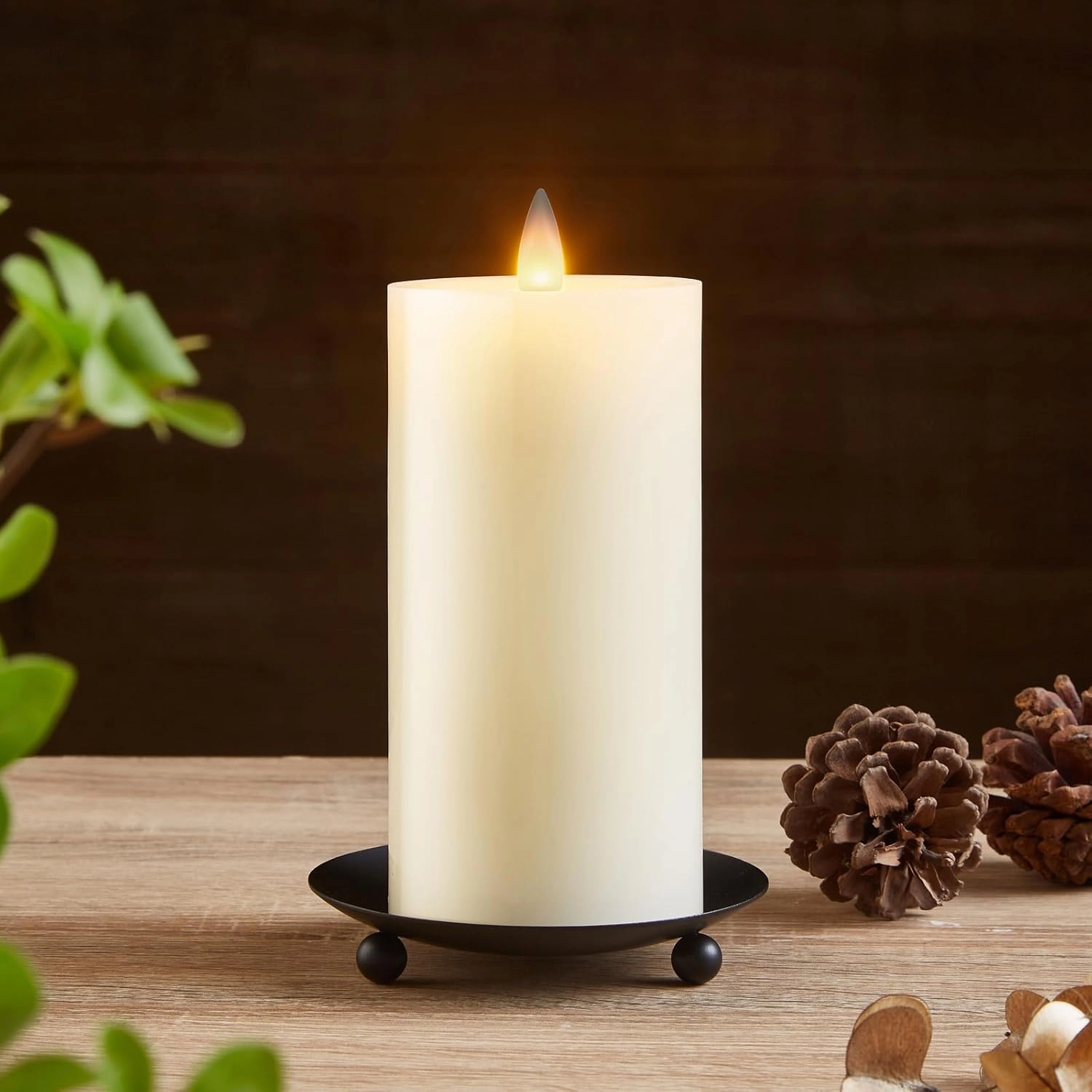 Flameless Pillar Candles Flickering with Remote Timer, Battery Operated LED Candles Up to 400 Hours, 3D Moving Flame Real Wax Candles, Set of 3, D3 x H4, 5", 6",Remote Included(Ivory)