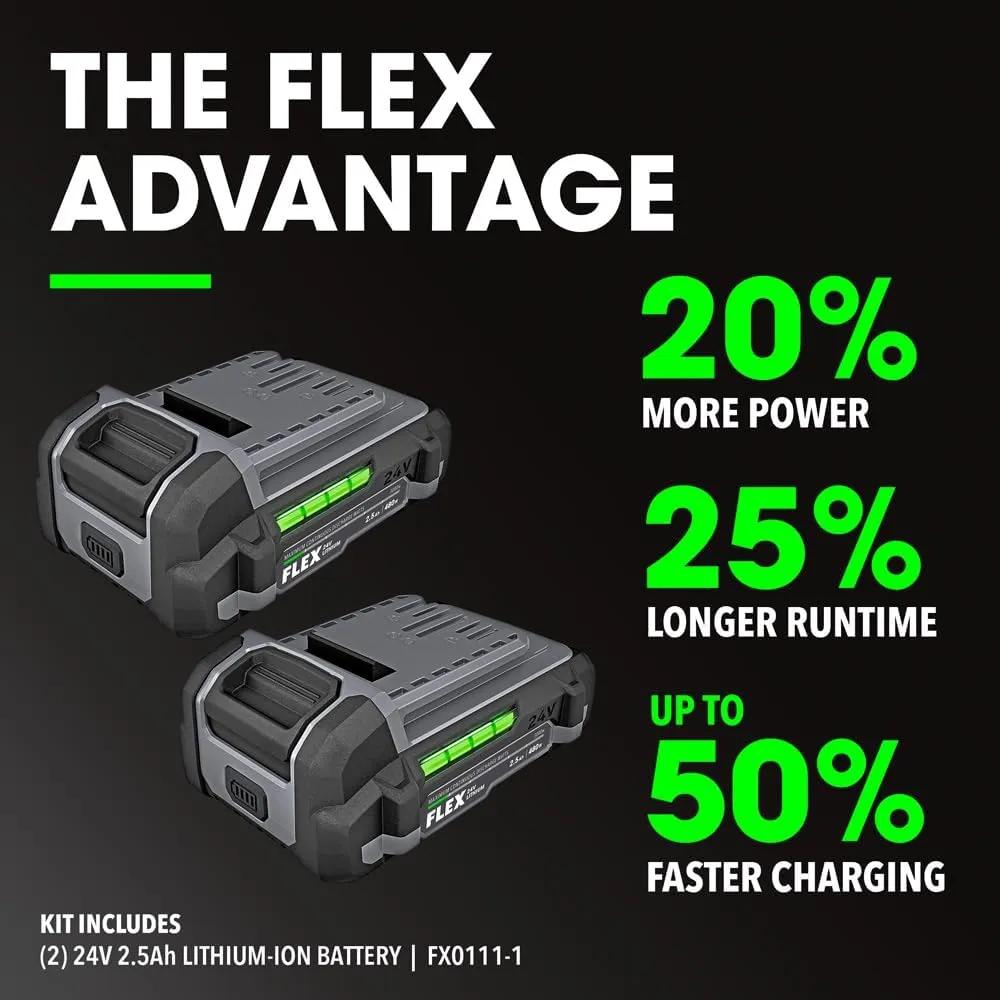 FLEX 24V Brushless Cordless 2-Tool Combo Kit: Drywall Screw Gun with Magazine and Cut Out Tool with (2) 2.5Ah Lithium Batteries and 160W Fast Charger - FXM203-2A