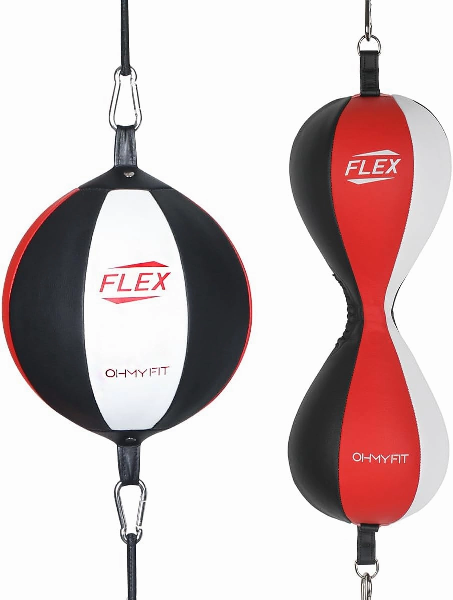 Flex Dual Double & Double End Punching Bag Round Shape Bundle - Complete Home & Gym Exercise Equipment Set for Men & Women