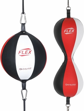 Flex Dual Double & Double End Punching Bag Round Shape Bundle - Complete Home & Gym Exercise Equipment Set for Men & Women