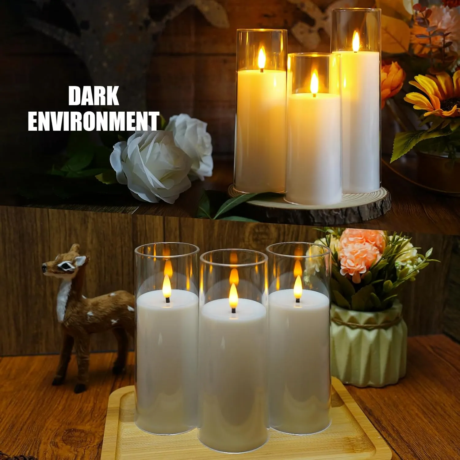 Flickering Flameless Candles Battery Operated with Remote and 2/4/6/8 H Timer Plexiglass Led Pillar Candles Pack of 9 (D2.3"xH 5"6"7")with Realistic Moving Wick Candles for Home Decor(White)