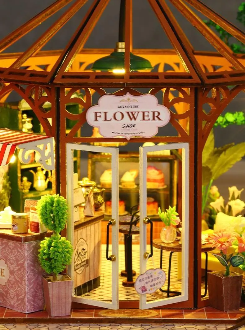 Flower House Coffee Shop DIY Miniature House Kit