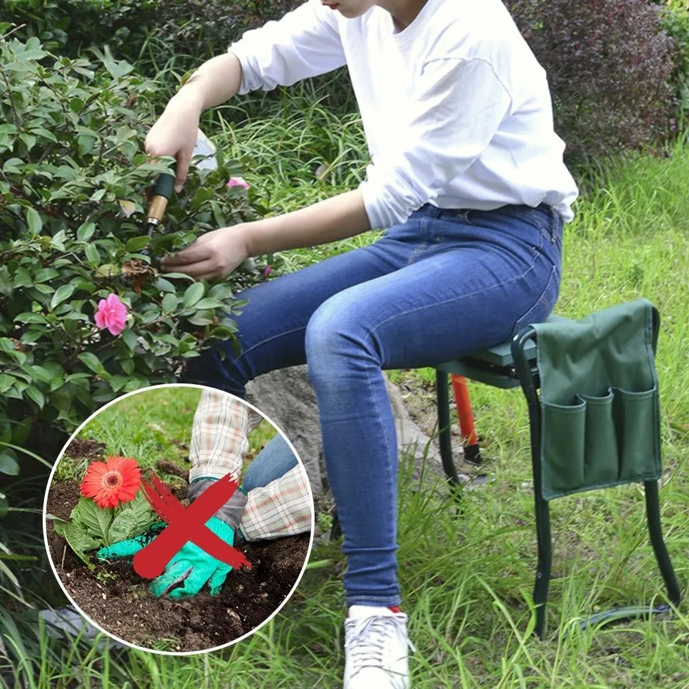 Folding Ergonomic Garden Kneeler and Seat - Practical Garden Tools for Kneeling and Sitting Sturdy and Lightweight