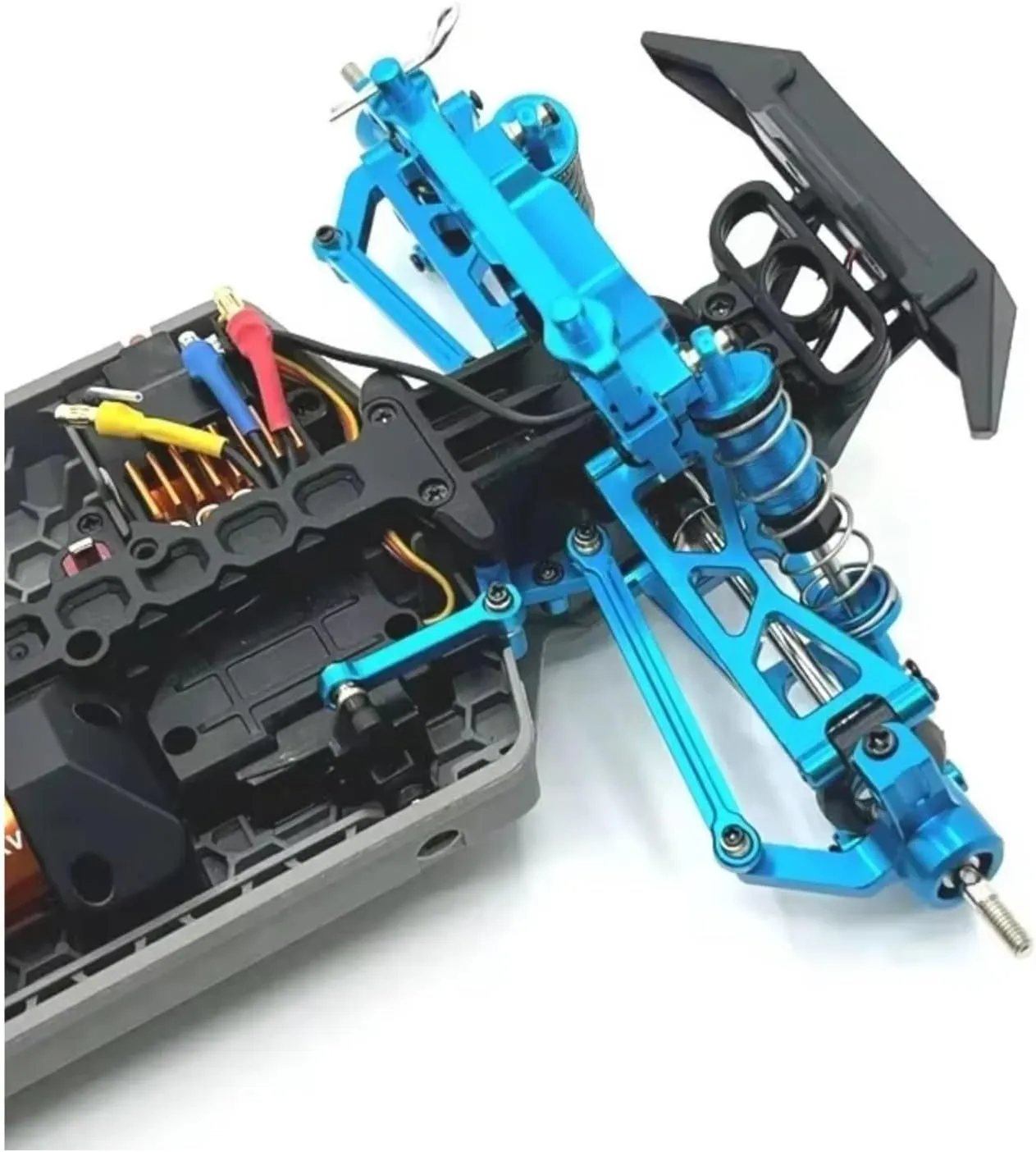 for HS YDJ-D879 14321 14322 14331 14332 14421 14422 14432 C8802 1/14 Metal Steering Set Kit RC Remote Control Car Spare Parts Parts Replacement RC Car DIY Parts(Blue)