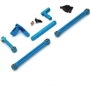 for HS YDJ-D879 14321 14322 14331 14332 14421 14422 14432 C8802 1/14 Metal Steering Set Kit RC Remote Control Car Spare Parts Parts Replacement RC Car DIY Parts(Blue)