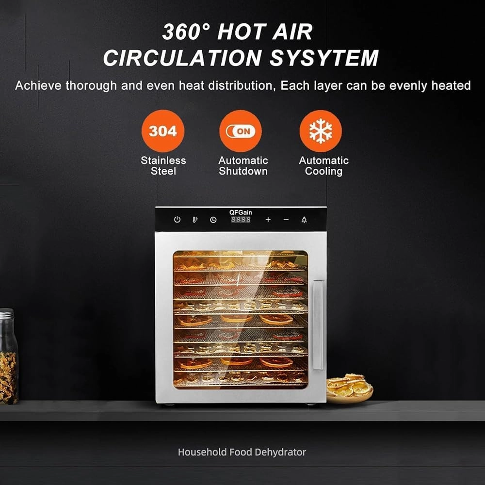 Freeze Drier, Food Dehydrator Machine, 10/12 Stainless Steel Trays, Home Freeze Dryer, Food Processer, with 24 Hours Timer&Max Temperature 194℉,10layer-110V (Size:12layer,Color:220V)