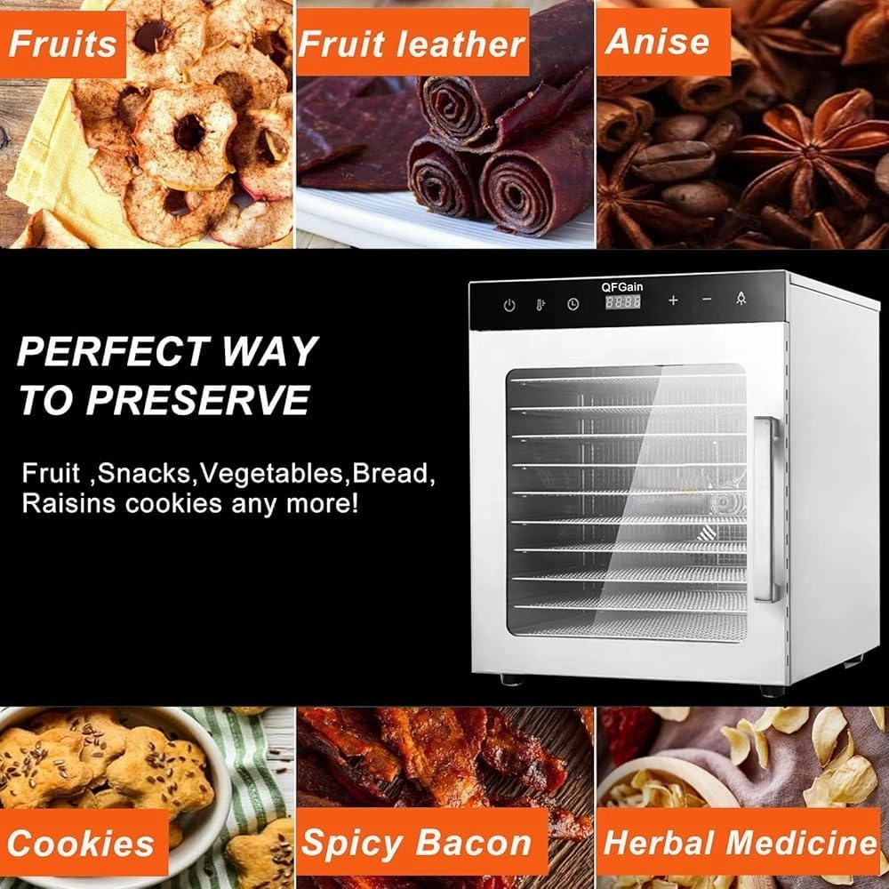 Freeze Drier, Food Dehydrator Machine, 10/12 Stainless Steel Trays, Home Freeze Dryer, Food Processer, with 24 Hours Timer&Max Temperature 194℉,10layer-110V (Size:12layer,Color:220V)