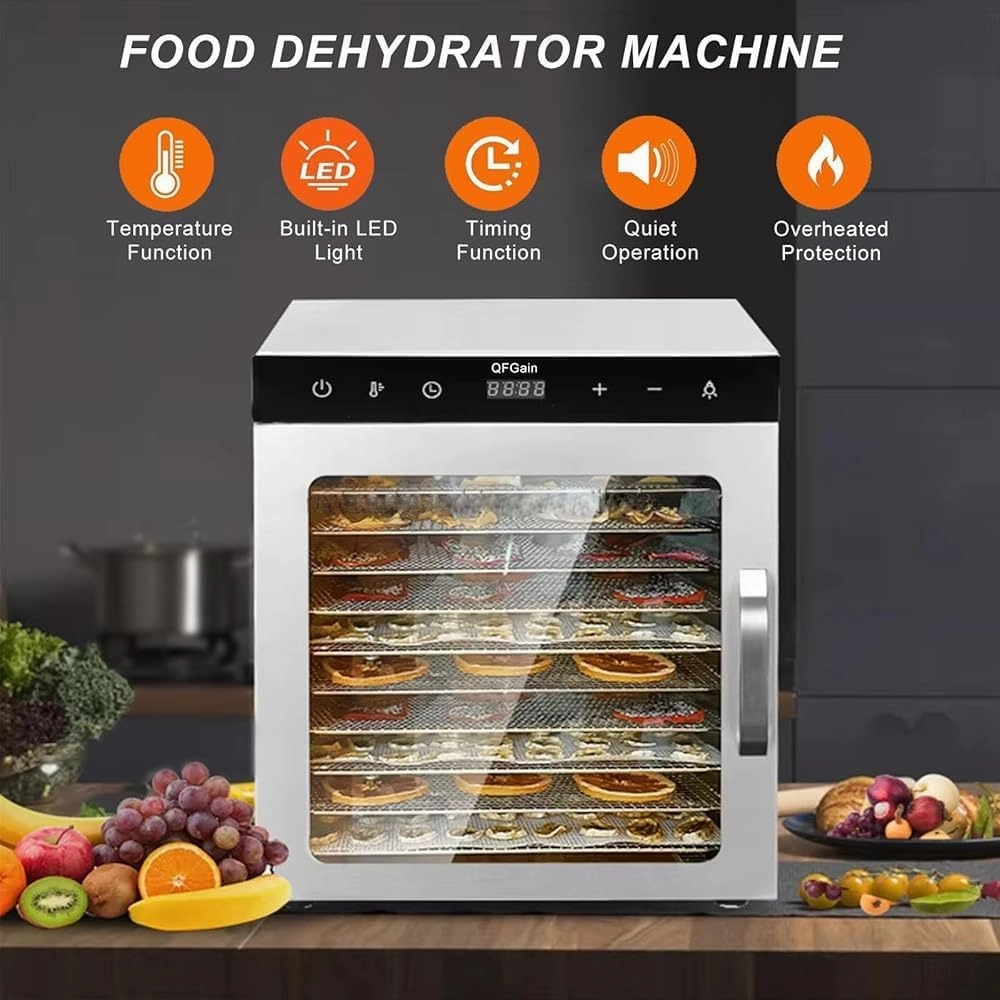 Freeze Drier, Food Dehydrator Machine, 10/12 Stainless Steel Trays, Home Freeze Dryer, Food Processer, with 24 Hours Timer&Max Temperature 194℉,10layer-110V (Size:12layer,Color:220V)