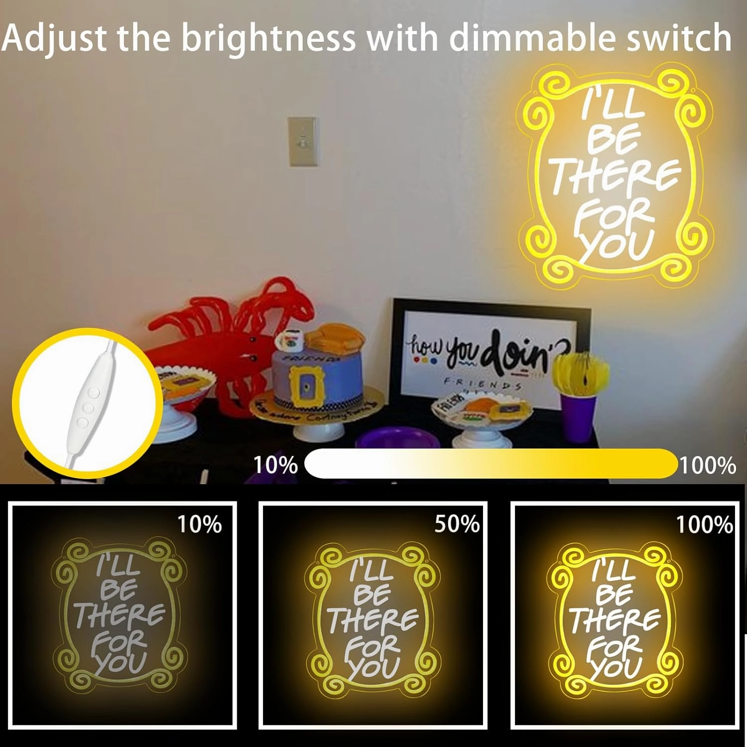 Friends TV Show Neon Signs, Monica's Door Neon Lights, Friends gifts I'll Be There for You Neon Sign for Wall Decor Dimmable LED Neon Signs for Birthday Gifts Party Day Decor 17 * 13 inch