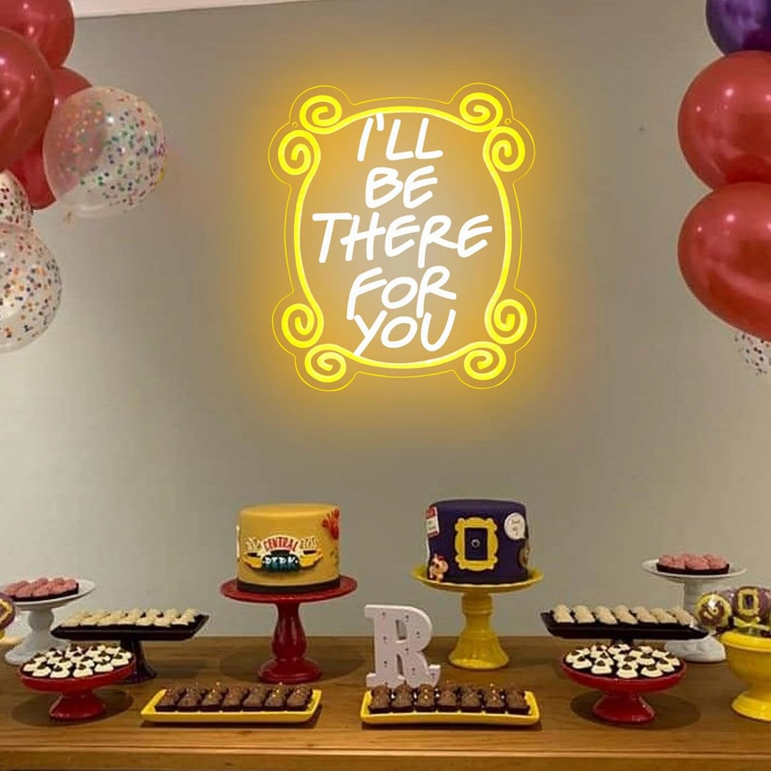 Friends TV Show Neon Signs, Monica's Door Neon Lights, Friends gifts I'll Be There for You Neon Sign for Wall Decor Dimmable LED Neon Signs for Birthday Gifts Party Day Decor 17 * 13 inch