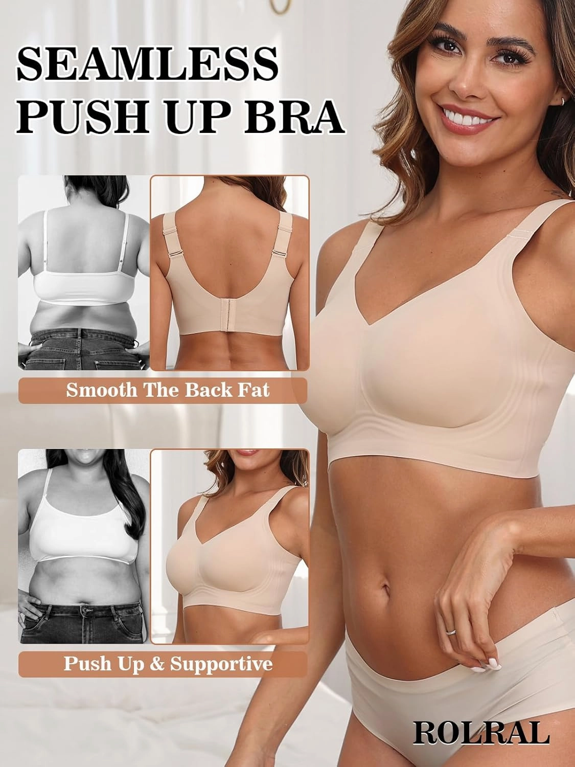 Full Coverage Bras for Women No Underwire Support & Lift Seamless Back Smoothing Comfort Bra