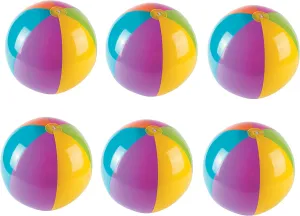 Fun Express - Bright Beach Ball (6pc/st) for Summer - Toys - Inflates - Beach Balls - Summer - 6 Pieces