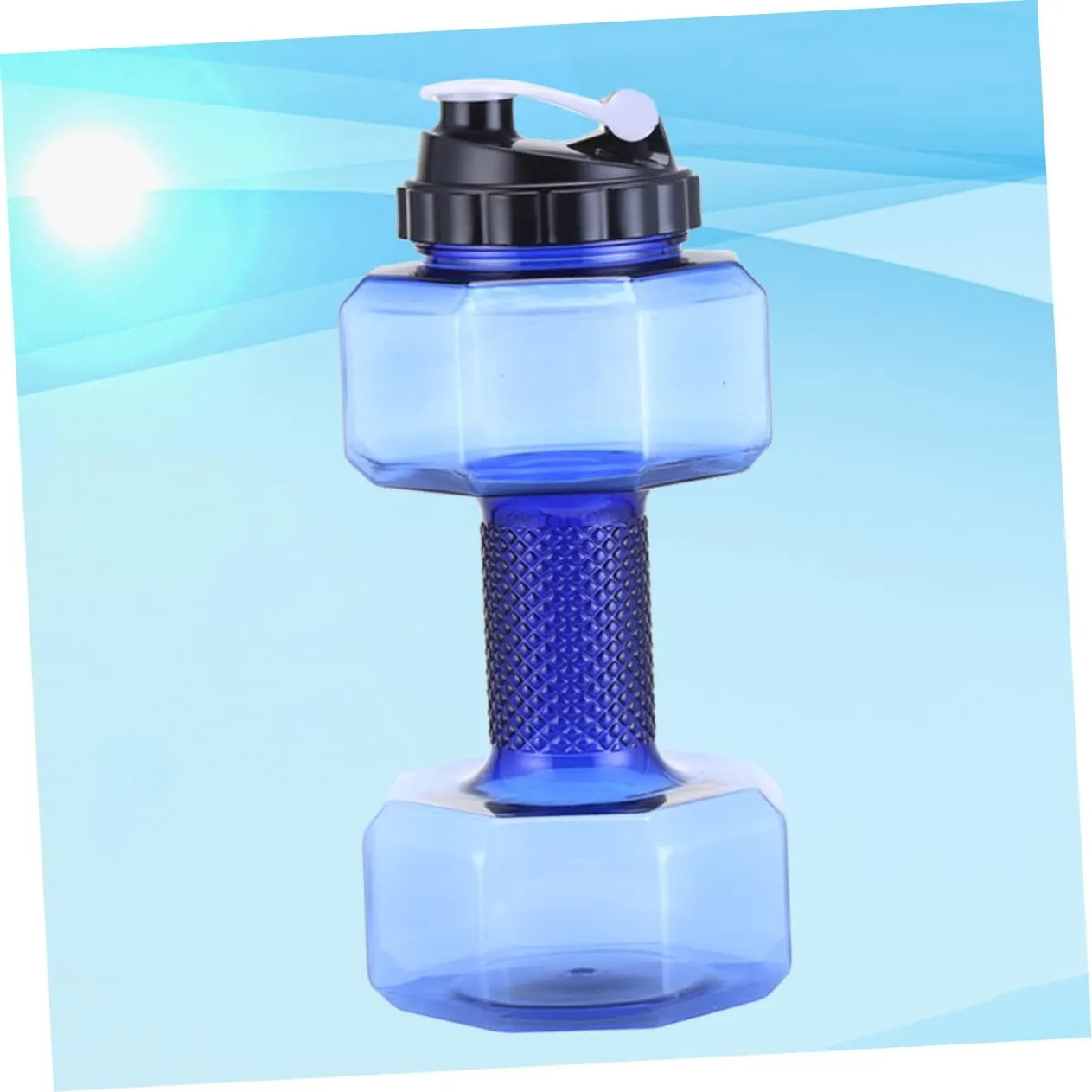 GALPADA 1Pc Portable Dumbbell Shape Water Bottle Fitness Kettle for Sports Stylish Hydration for Gym School and Daily Activities Blue