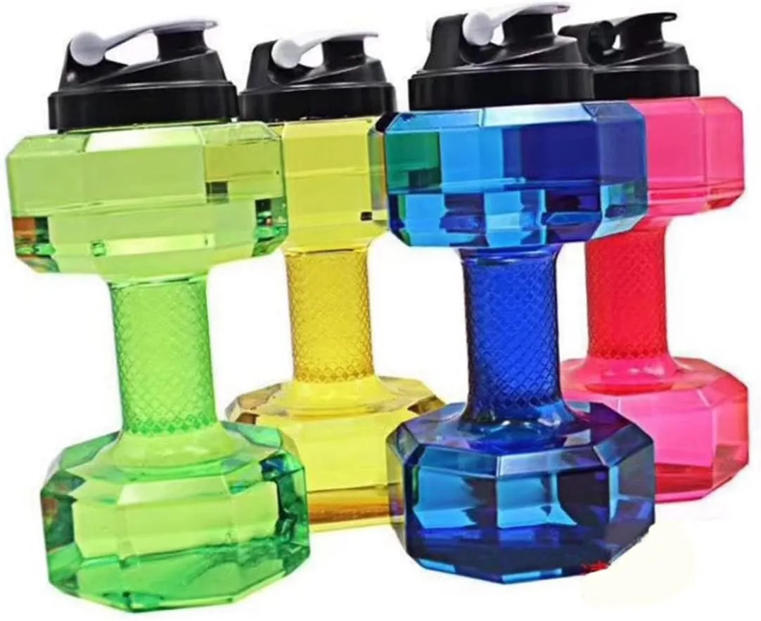 GALPADA 1Pc Portable Dumbbell Shape Water Bottle Fitness Kettle for Sports Stylish Hydration for Gym School and Daily Activities Blue