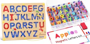 Gamenote Classroom Magnetic Alphabet Letters Kit with JoyCat Magnetic Letter Board, Alphabet Tracing Board for Toddlers ABC Magnets Letter Writing Practice Educational Toy