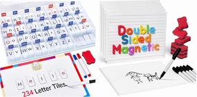 GAMENOTE White Board Dry Erase Classroom Magnetic Letter Tiles for Phonics and Spelling-JoyCat 234 Foam Alphabet Tiles Magnetic Letters with Double-Side Magnet Board and Compartment Storage Case