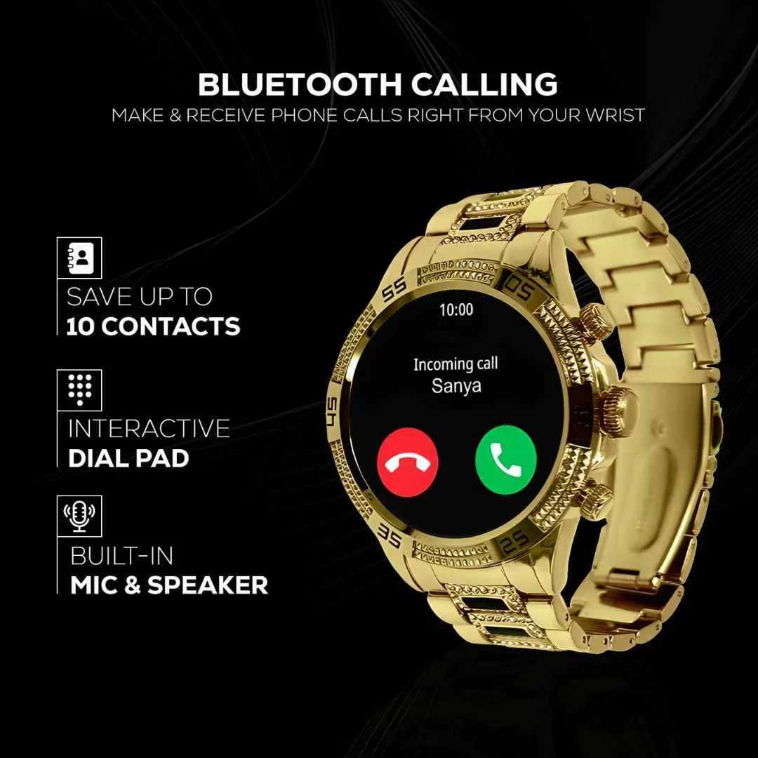 GameSir GEN 15 Smart Watch Golden Strap Round Dial (Gold)