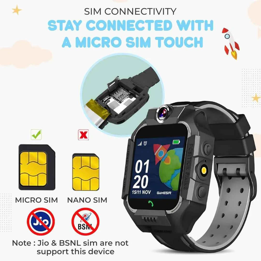 GameSir Q18 Kids Smart Watch 1.44" TFT Display 3G / 4G SIM Support (Black)