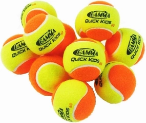 Gamma Quick Kids (Transition) Practice Tennis Balls: Red 36, Orange 60, or Green 78 Dot (25%-50% Slower Ball Speed) - 12, 36, 48, 60 Pack Sizes