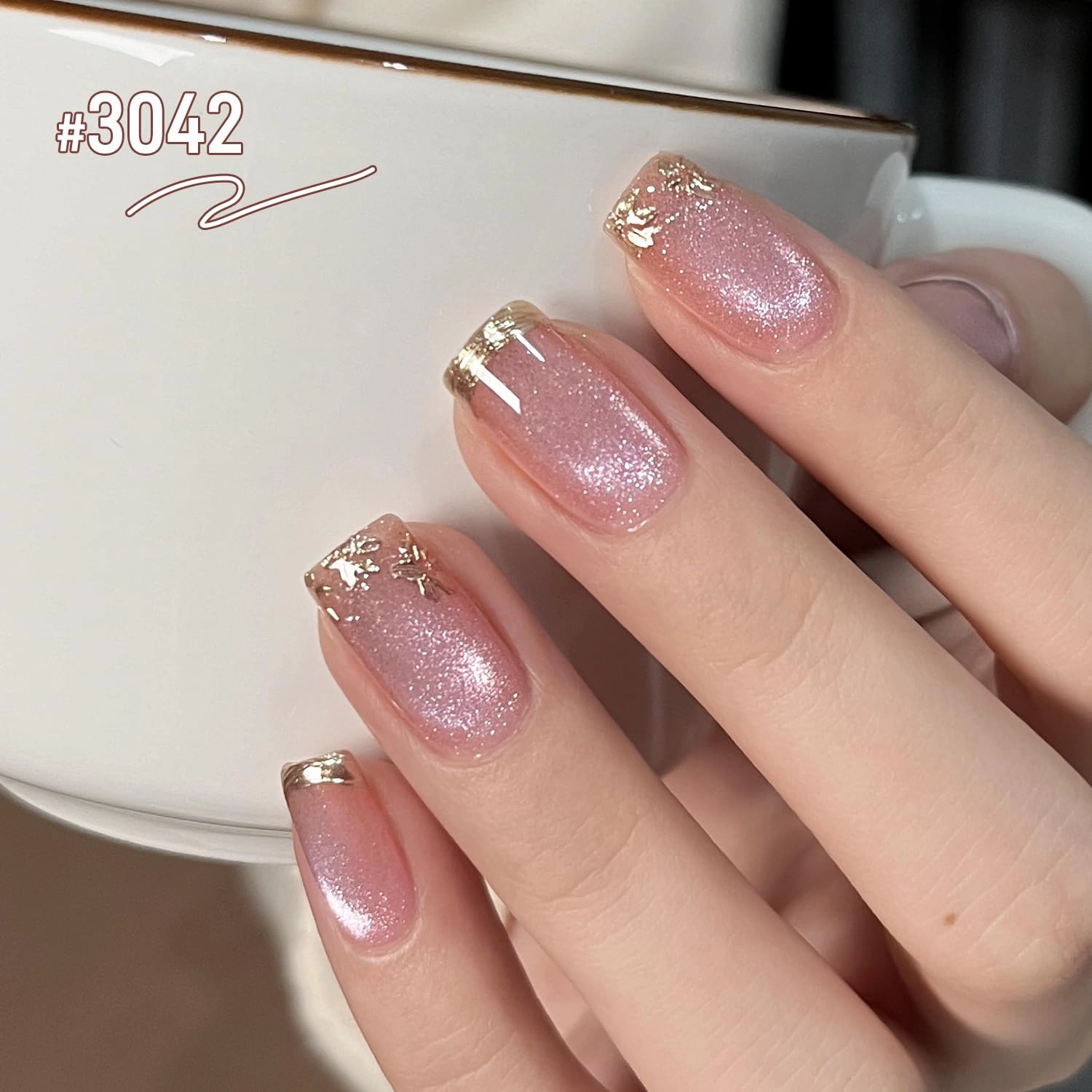 GAOY 16ml 6 Colors Glitter Cat Eye Gel Nail Polish Set with 3-in-1 Magnet, Silver Pink Blue Holographic Sparkle Colors Gel for Nail Art DIY at Home, Gleaming Jewels