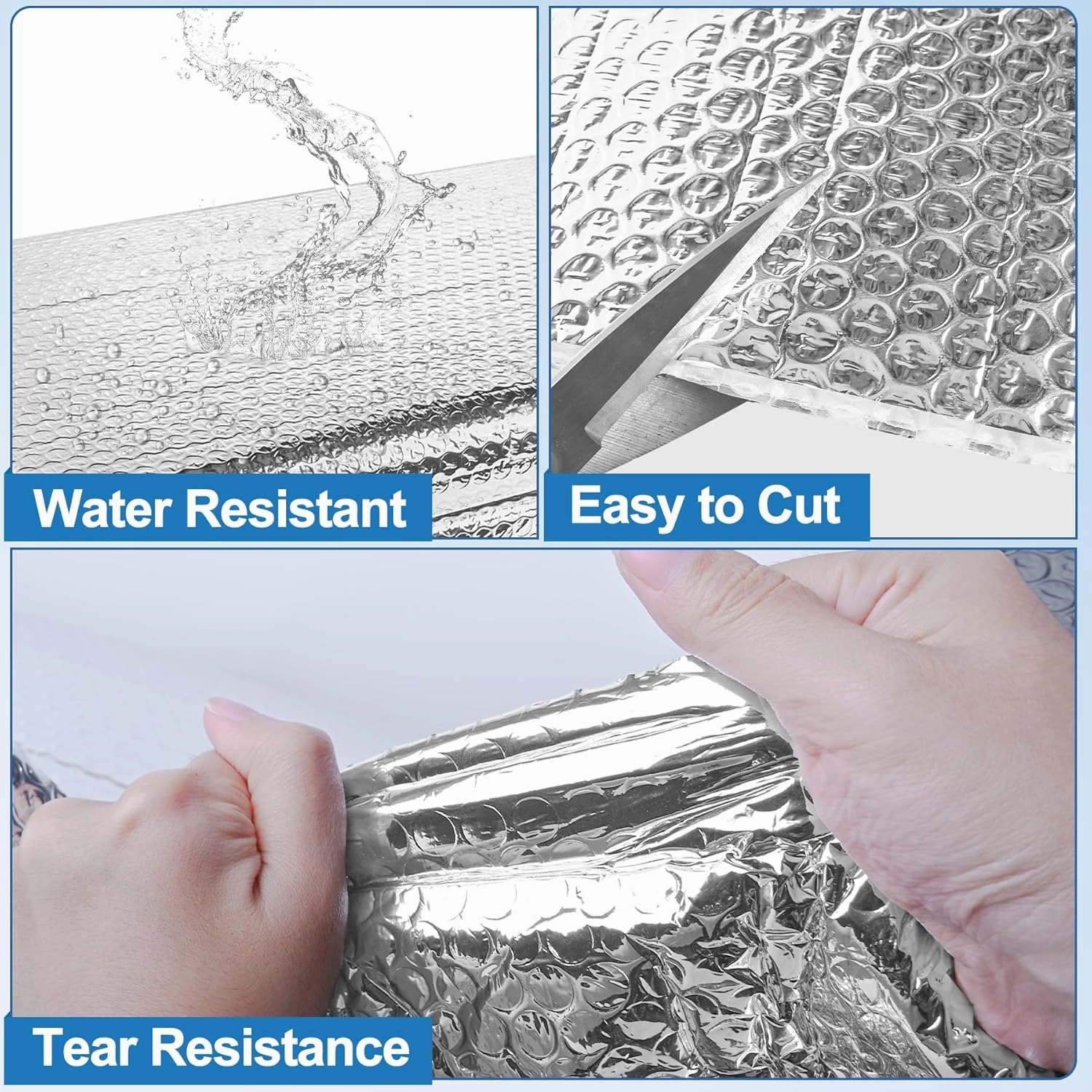 Garage Door Insulation Kit 24P Double Bubble Window Heat Insulation Panels, 6MM 24" x 48" Reflective Aluminum Foil Summer Barrier Insulation Sheets with 240 Adhesive Tapes for Garage Greenhouse Attic