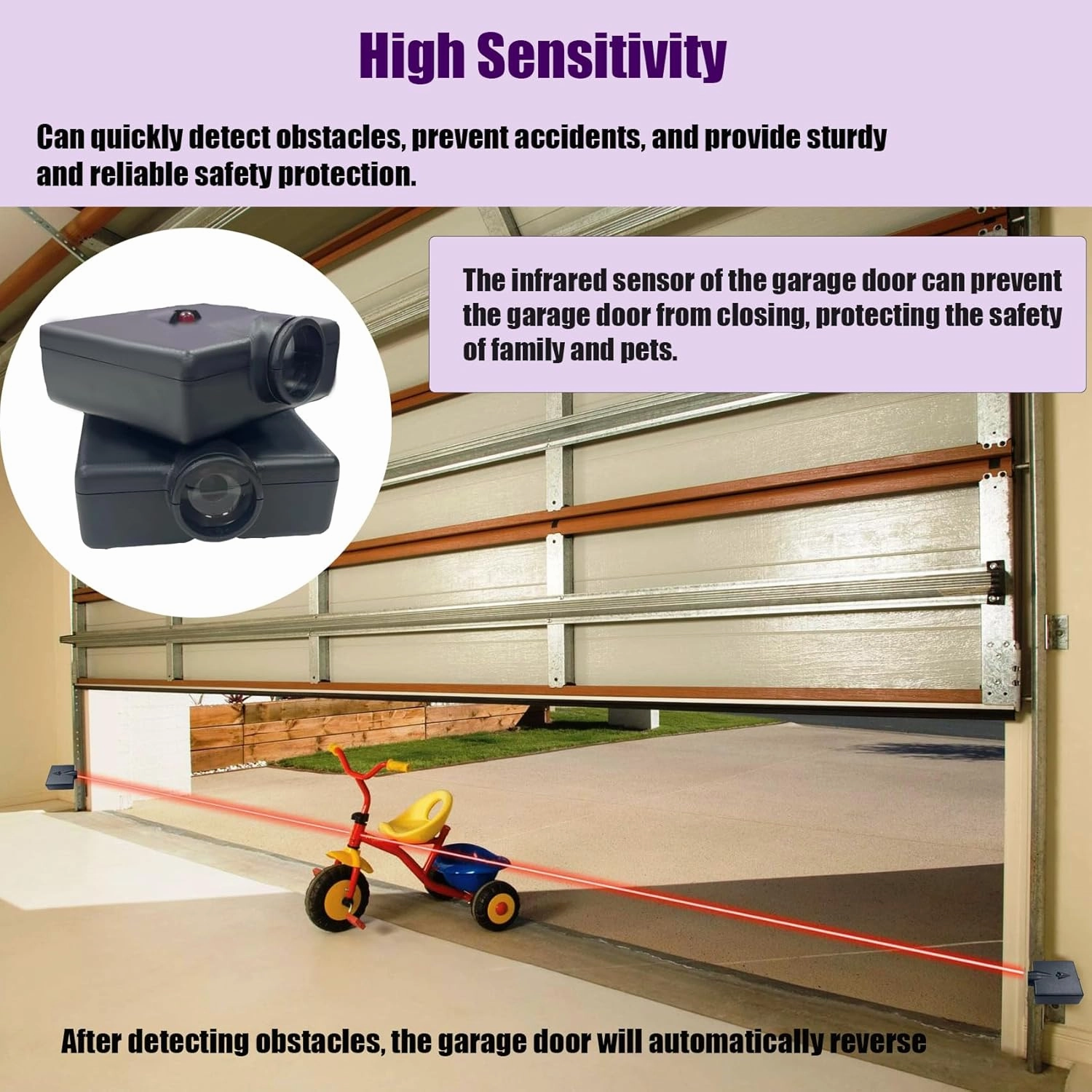 Garage Door Sensor GSTB-R STB-BL, Replacement for Genie/Overhead Garage Door Sensors, Garage Sensor for Genie Garage Door Openers Manufactured After 1993. (Receiving&Sending).