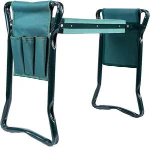 Gardening Kneelers Folding 2 in 1 Gardening Kneeler Seat, Garden Bench Lightweight Stools with 2 Tool Pouches, Lightweight Garden Kneeler with Thicken and Widen Soft Kneeling Pad