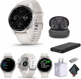 Garmin D2 Air X10 Aviator GPS Smartwatch with Call, Text, Health, Wellness and Aviation Weather Features (Ivory)   USB Wall Charger   Microfiber Cleaning Cloth   P-Bank  More