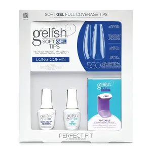Gelish Soft Gel, Press On Gel Nails, Gel Tips Nail Kit, Full Nail Tips, Nail Kit with featured Touch Mini LED Light, Perfect Fit, Full Coverage Tips.