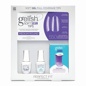 Gelish Soft Gel, Press On Gel Nails, Gel Tips Nail Kit, Full Nail Tips, Nail Kit with featured Touch Mini LED Light, Perfect Fit, Full Coverage Tips.