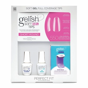 Gelish Soft Gel, Press On Gel Nails, Gel Tips Nail Kit, Full Nail Tips, Nail Kit with featured Touch Mini LED Light, Perfect Fit, Full Coverage Tips.