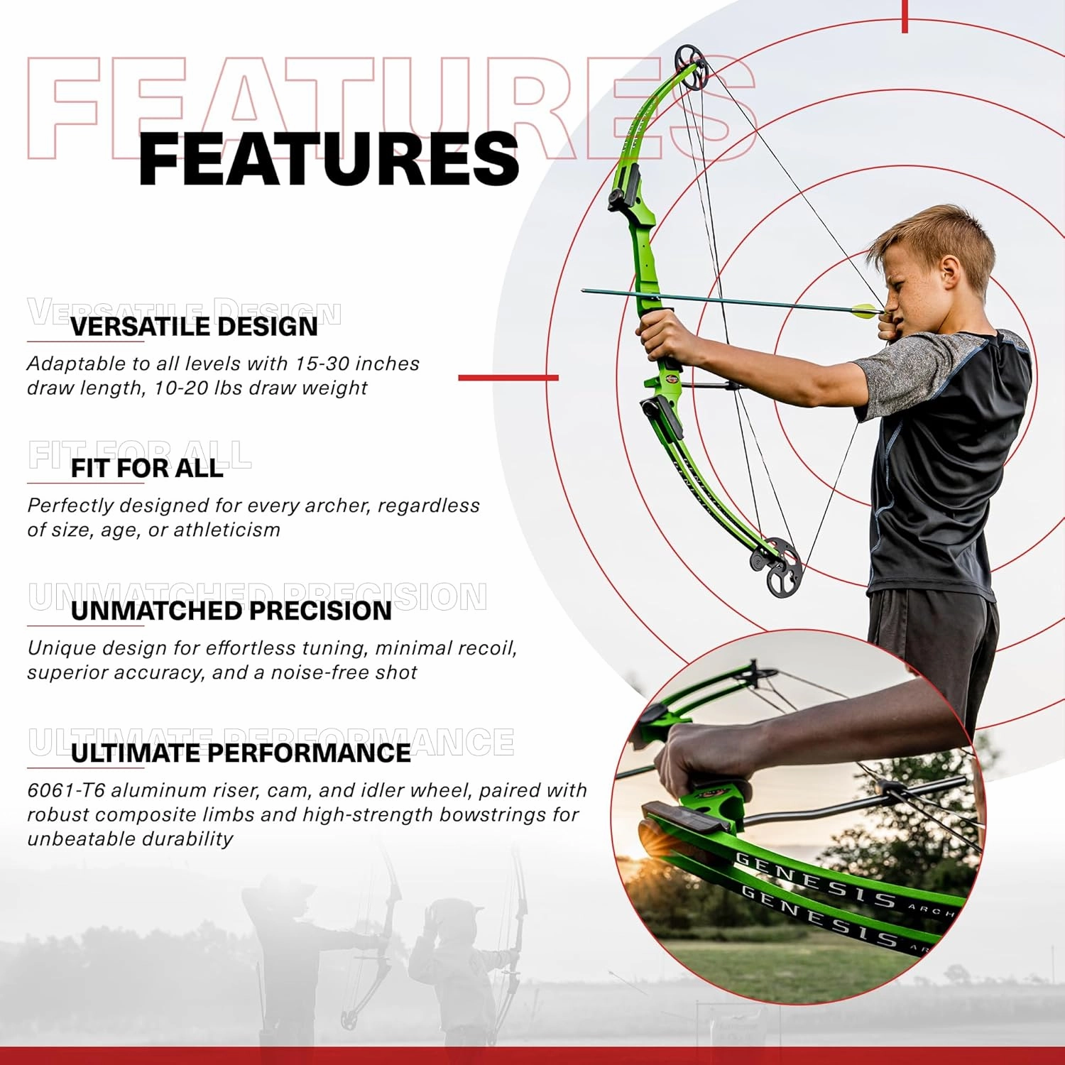 Genesis Original Bow, Lightweight Archery Compound Bow, Left and Right Hand Options