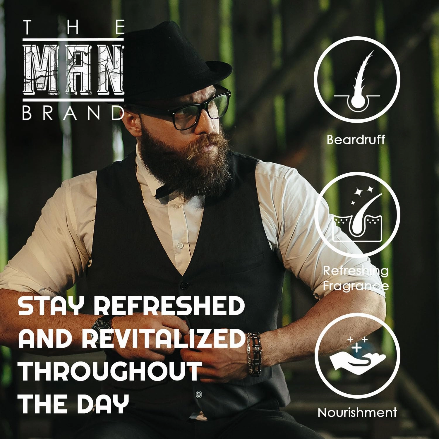 Gentlemen's Bourbon Beard Pack for Men by The Man Brand - Includes 8 oz Beard Hemp Wash, 1 oz Beard Oil, 1 oz Bourbon Beard Balm, 8 oz Beard Conditioner - Gentlemen's Bourbon Beard Grooming Kit