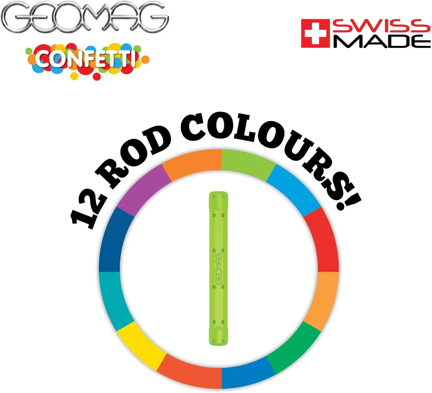 Geomag Magnetic Sticks and Balls Building Set, Magnet Toys for STEM, Creative, Educational Construction Play, Swiss-Made Innovation, Classic 35 Piece Age 3 , Light Blue, Orange, Green, red, 351