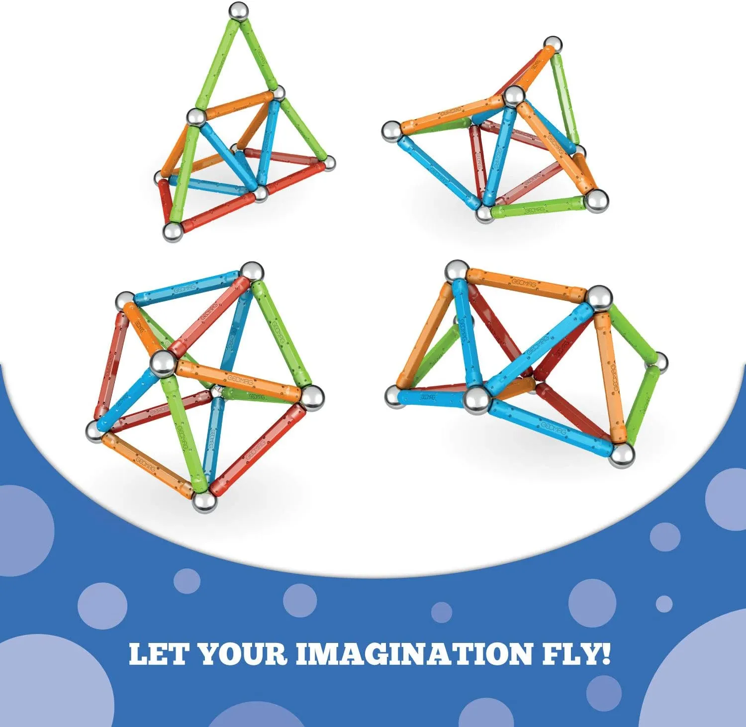 Geomag Magnetic Sticks and Balls Building Set, Magnet Toys for STEM, Creative, Educational Construction Play, Swiss-Made Innovation, Classic 35 Piece Age 3 , Light Blue, Orange, Green, red, 351