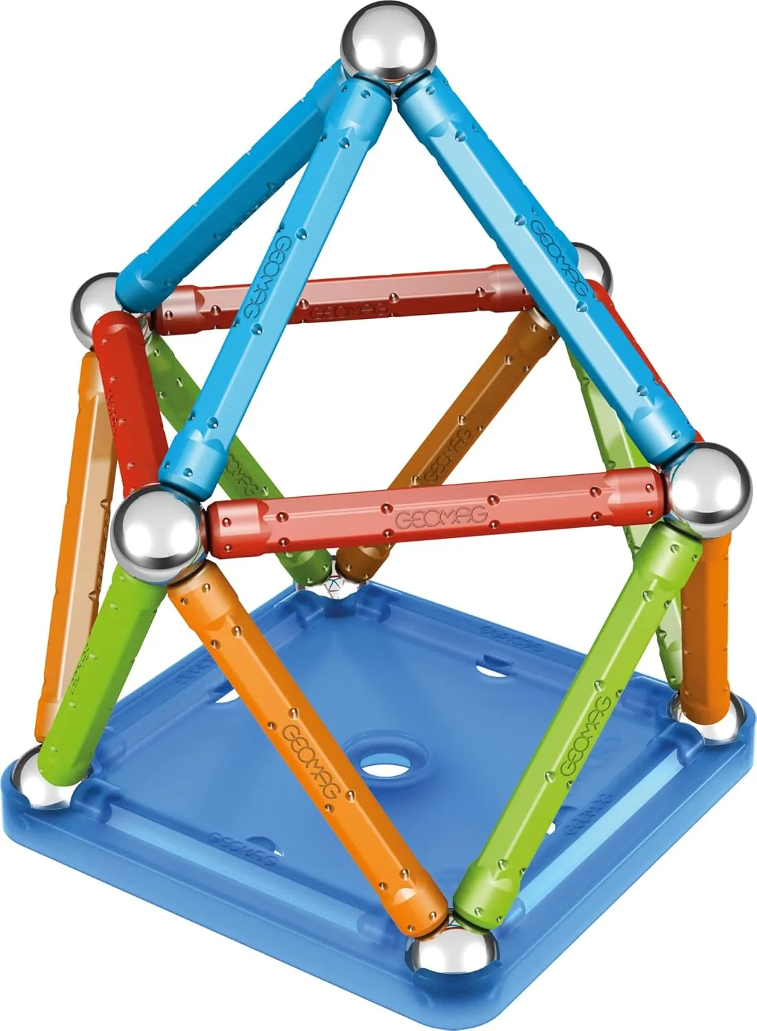 Geomag Magnetic Sticks and Balls Building Set, Magnet Toys for STEM, Creative, Educational Construction Play, Swiss-Made Innovation, Classic 35 Piece Age 3 , Light Blue, Orange, Green, red, 351