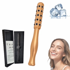 Germanium Stone Face Roller for Up Lifting and Skin Care，Uplift Facial Massaging Beautys Tool,Portable with Ergonomic Handle, Uplift Massaging Beauty Roller，Uplifting Face Massager Roller (Gold)