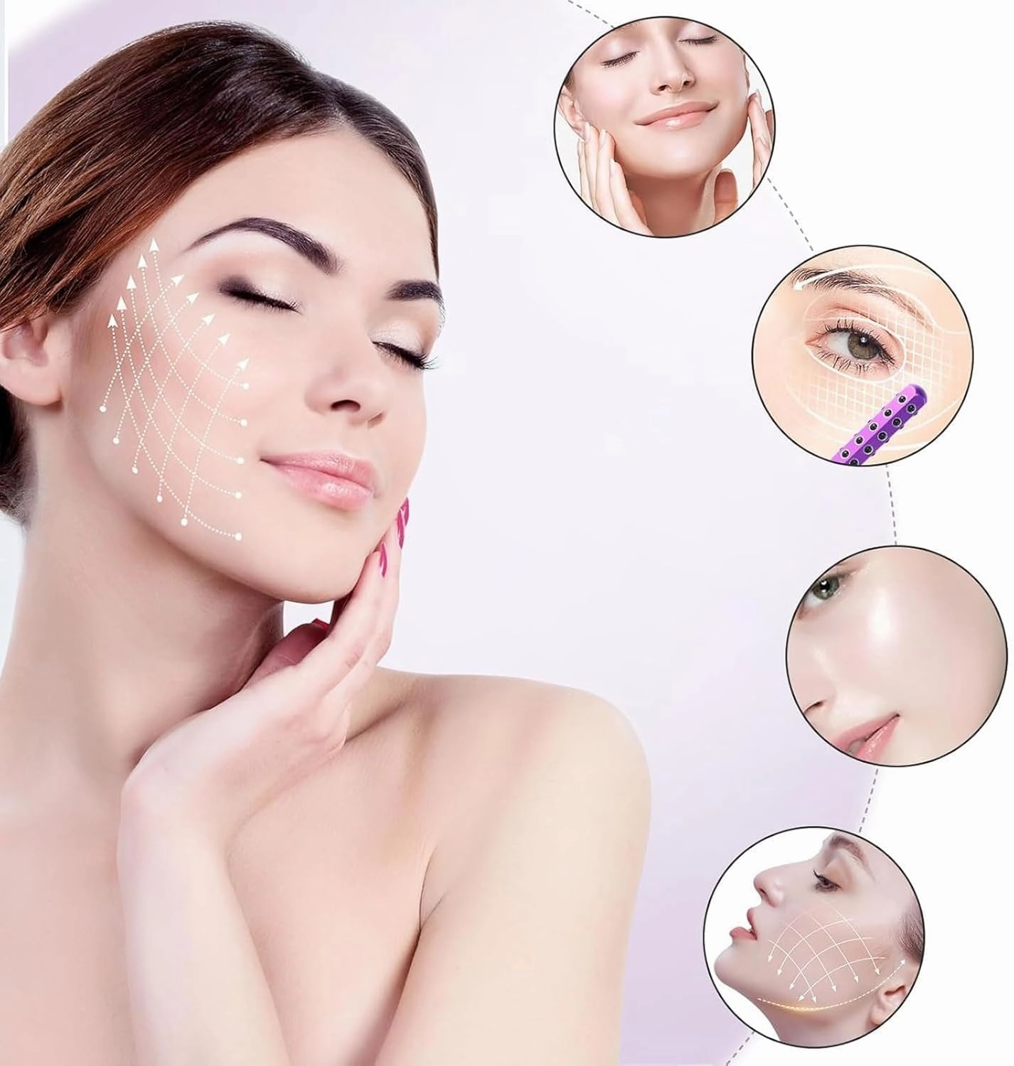 Germanium Stone Face Roller for Up Lifting and Skin Care，Uplift Facial Massaging Beautys Tool,Portable with Ergonomic Handle, Uplift Massaging Beauty Roller，Uplifting Face Massager Roller (Gold)