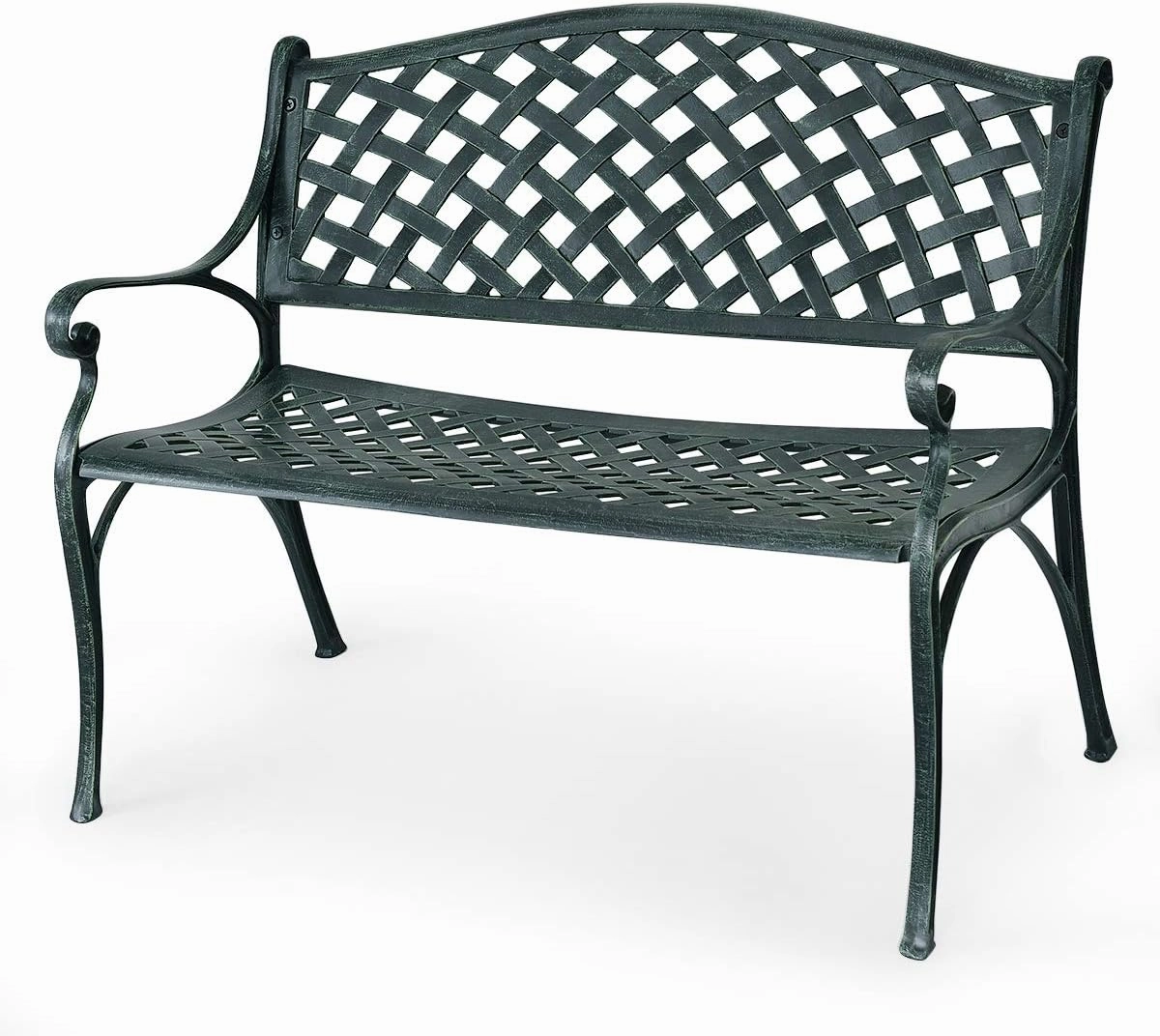 Giantex 40" Outdoor Bench, Antique Garden Bench with Aluminum Frame Seats, 600 Lbs Weight Capacity, Park Bench, Loveseat for Porch, Yard, Patio Bench