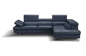 GIOVANNA Blue Leather Sectional Sofa