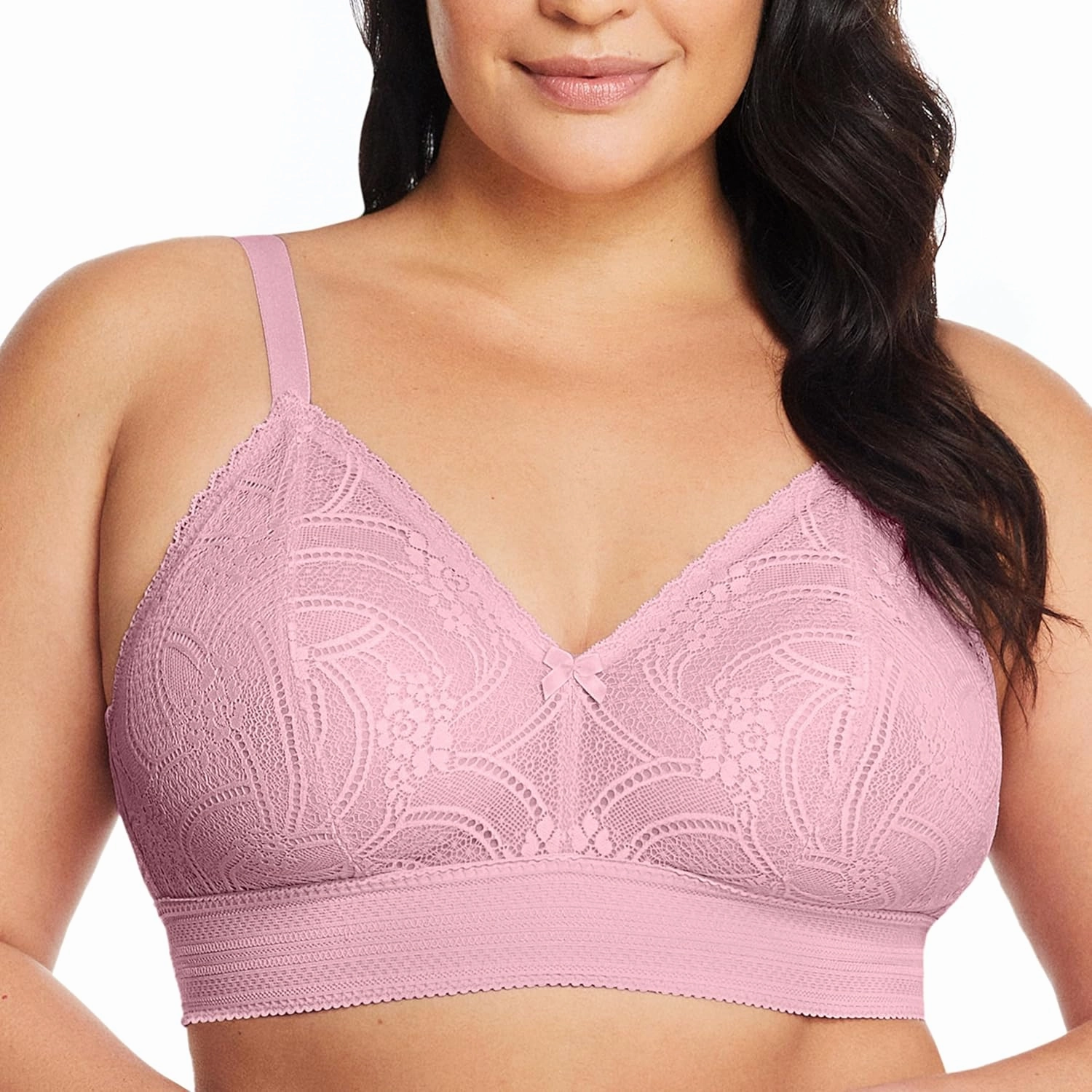Glamorise Women's Plus Size Luxe Lace Bralette Wirefree #7012