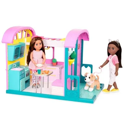 Glitter Girls Caravan Home Dollhouse & Furniture Playset for 14 Dolls *Missing Table