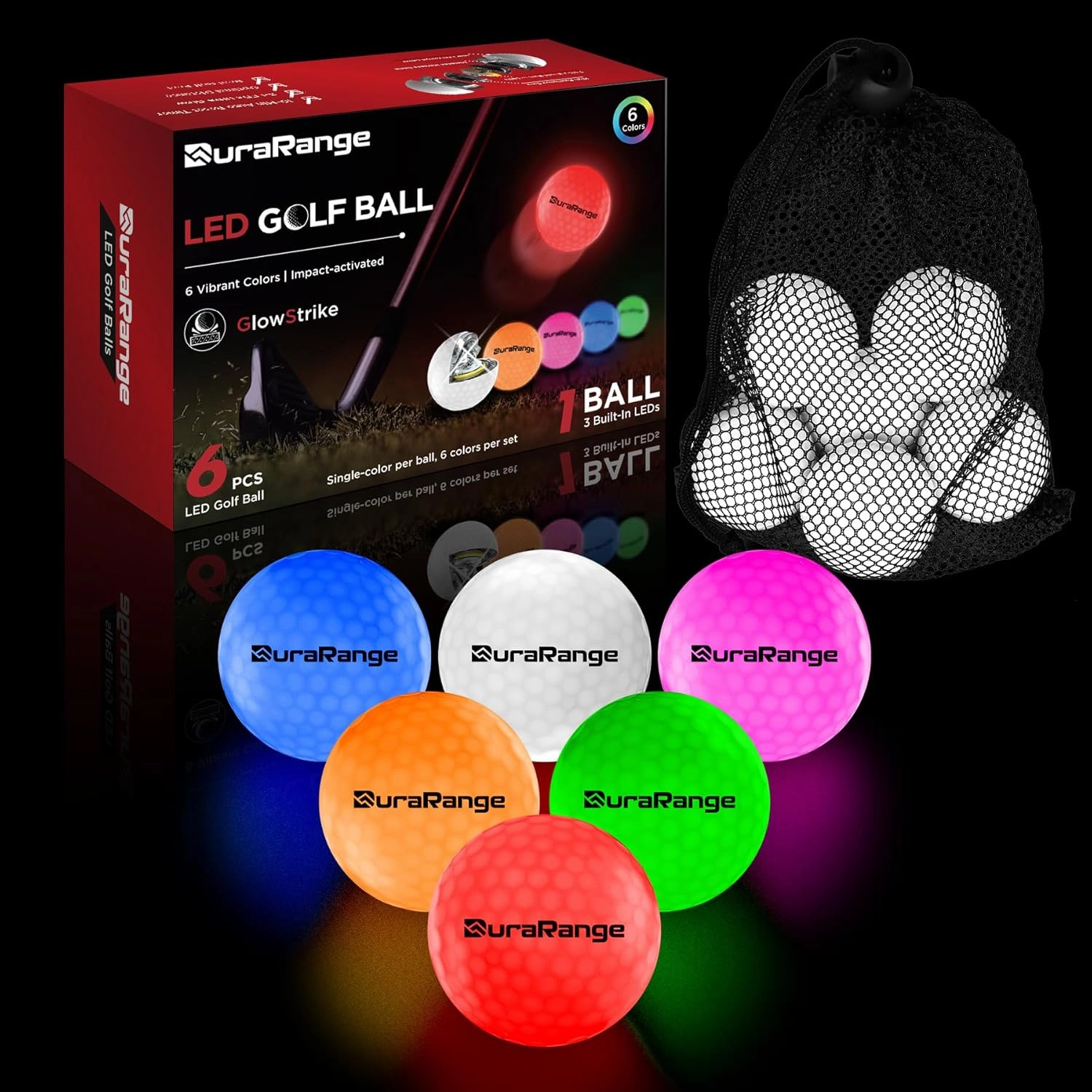 Glow in The Dark Golf Balls - Ultra Bright LED Golf Balls for Night Golf - Novelty Night Golf Gift for Men and Women | Backyard Practice Putting Green